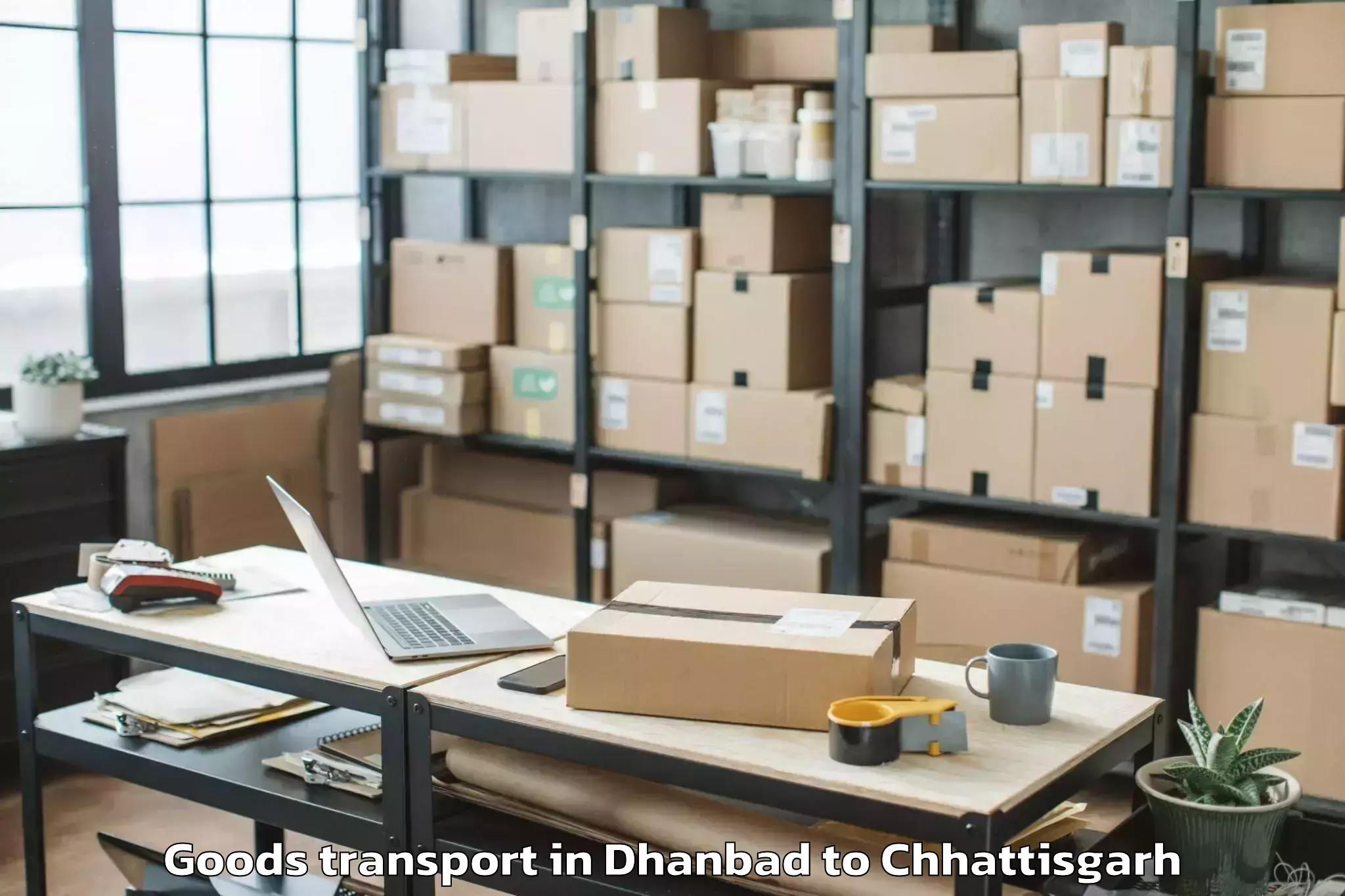 Reliable Dhanbad to Bhanupratappur Goods Transport